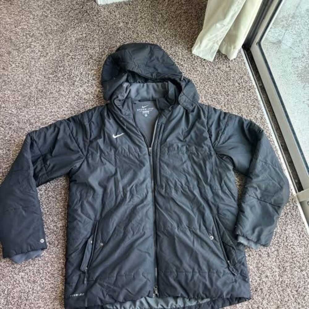 Nike Team Storm Fit Sideline Puffer Parka Jacket Mens XL Black